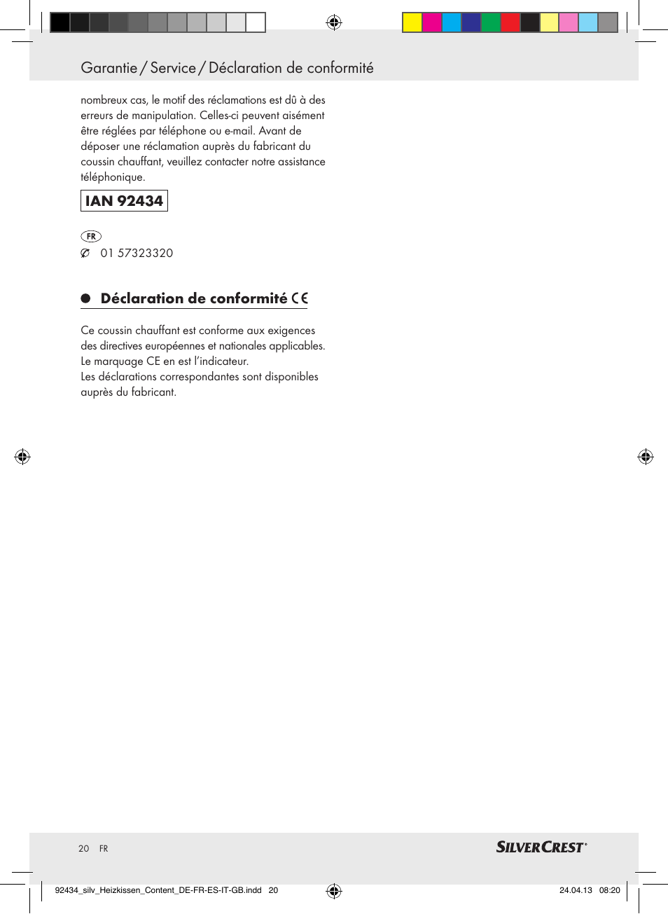 Garantie / service / déclaration de conformité, Déclaration de conformité | Silvercrest SHK 100 C3 User Manual | Page 20 / 45