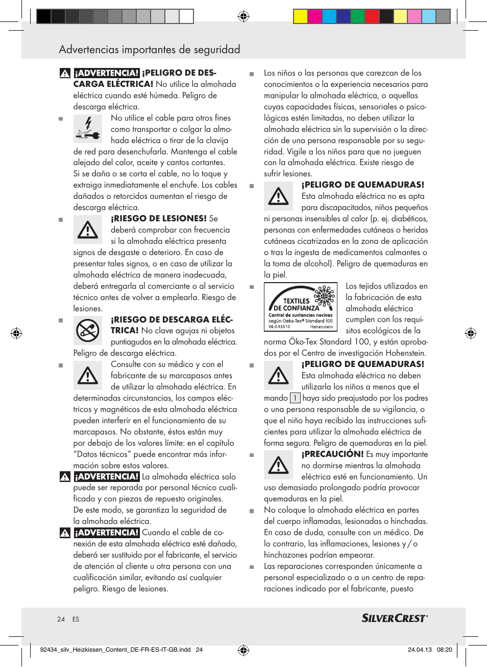 Advertencias importantes de seguridad | Silvercrest SHK 100 C3 User Manual | Page 24 / 45