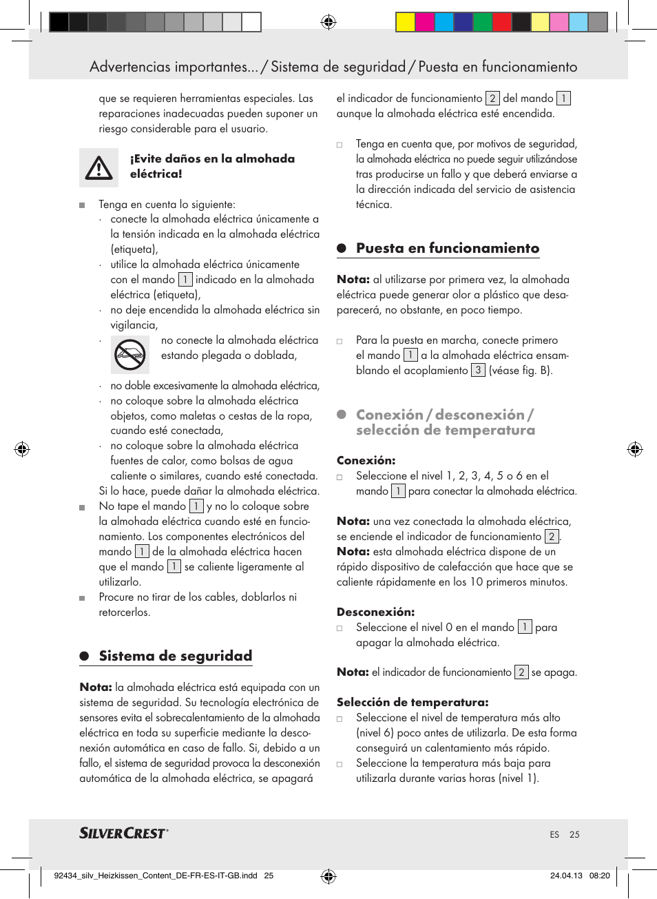 Sistema de seguridad, Puesta en funcionamiento, Conexión / desconexión / selección de temperatura | Silvercrest SHK 100 C3 User Manual | Page 25 / 45