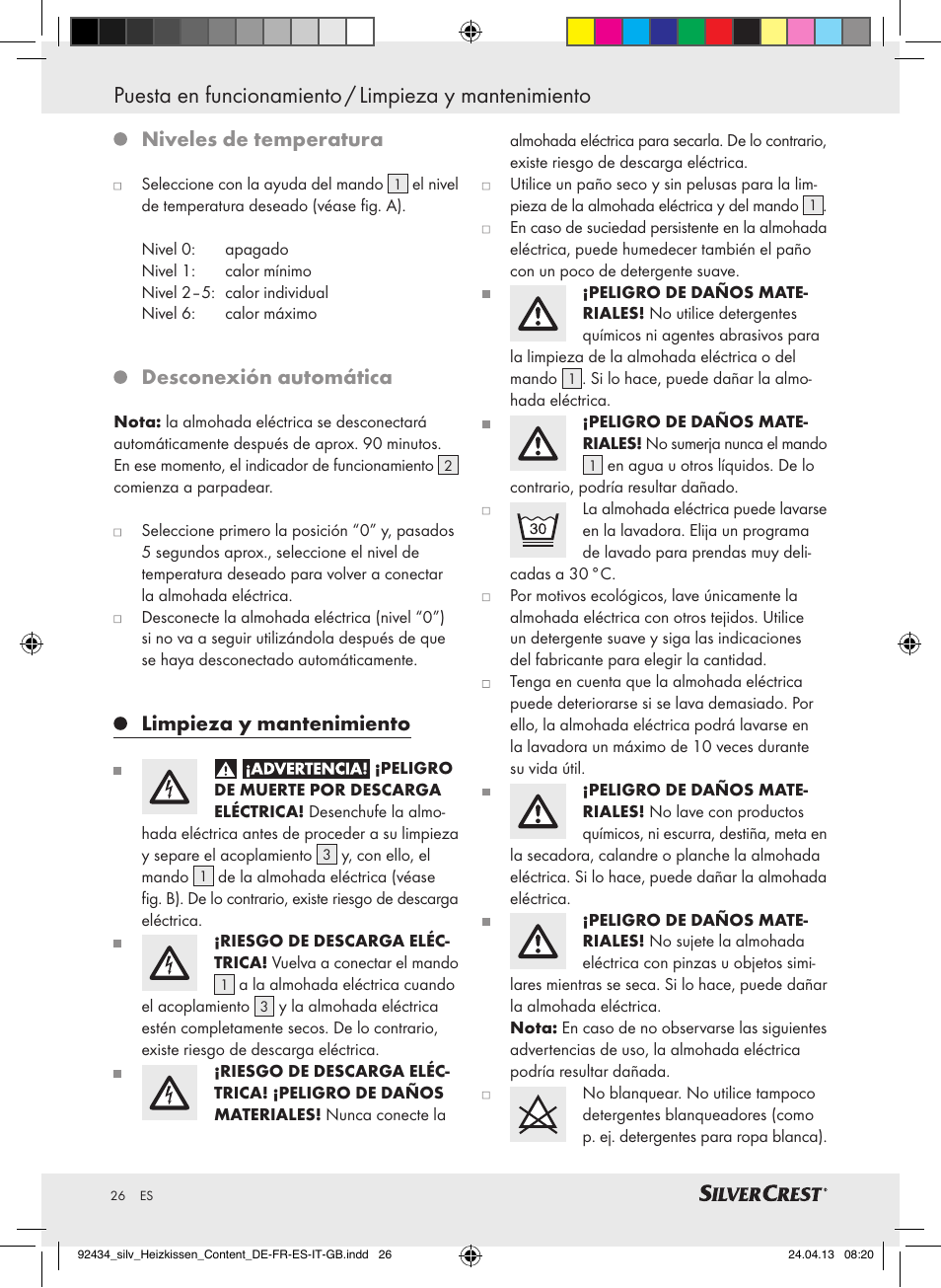 Niveles de temperatura, Desconexión automática, Limpieza y mantenimiento | Silvercrest SHK 100 C3 User Manual | Page 26 / 45