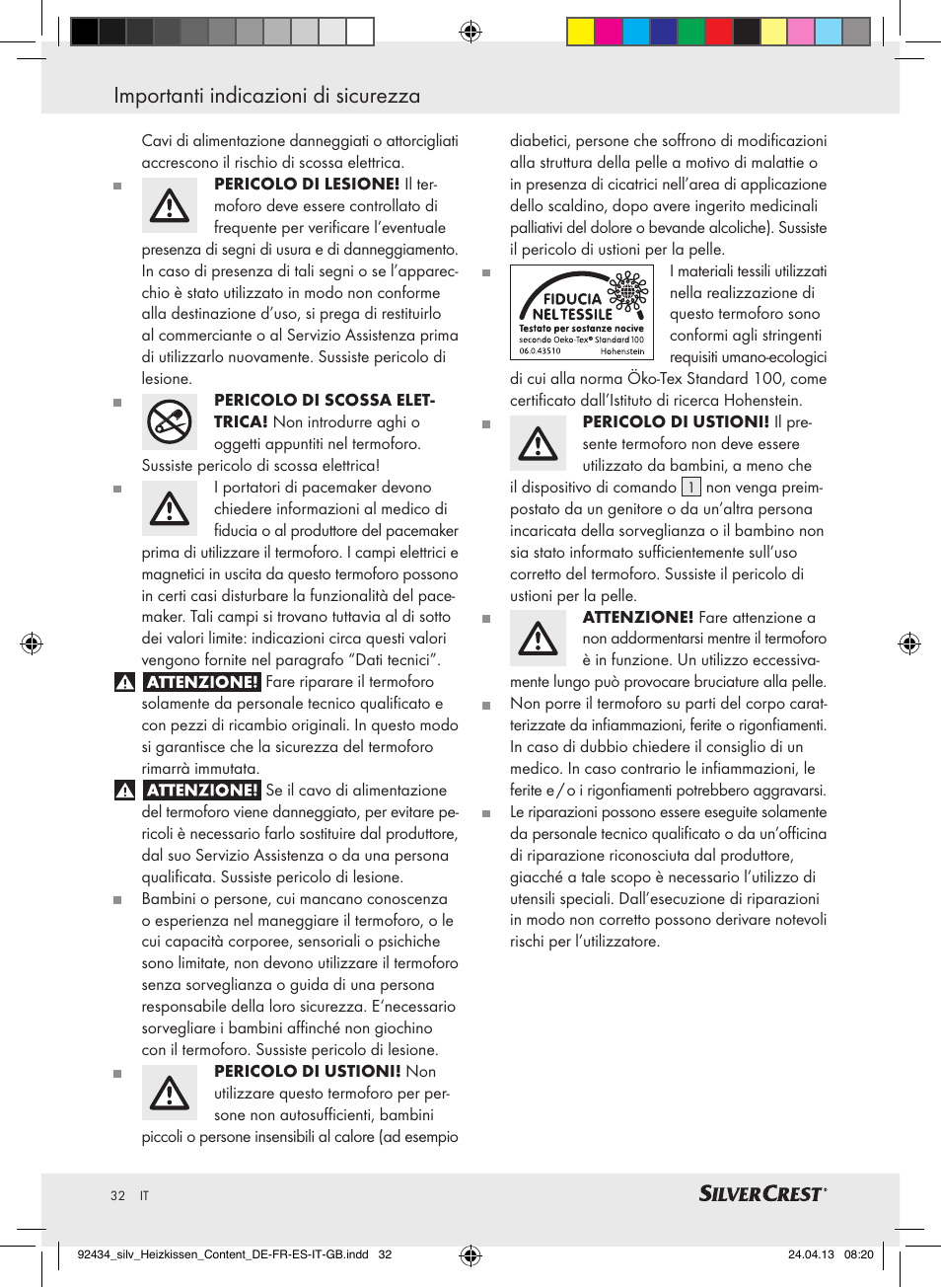 Importanti indicazioni di sicurezza | Silvercrest SHK 100 C3 User Manual | Page 32 / 45
