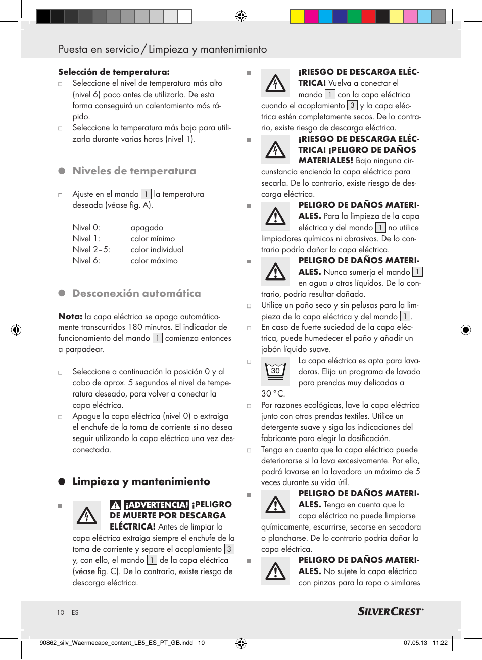Puesta en servicio / limpieza y mantenimiento, Niveles de temperatura, Desconexión automática | Limpieza y mantenimiento | Silvercrest SWC 100 A1 User Manual | Page 10 / 37