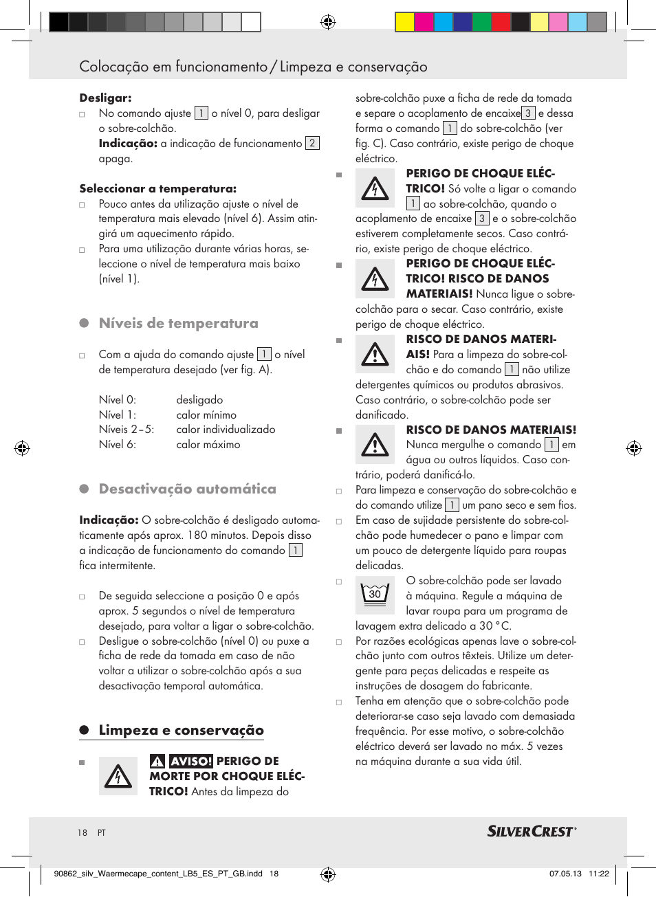 Colocação em funcionamento / limpeza e conservação, Níveis de temperatura, Desactivação automática | Limpeza e conservação | Silvercrest SWC 100 A1 User Manual | Page 18 / 37