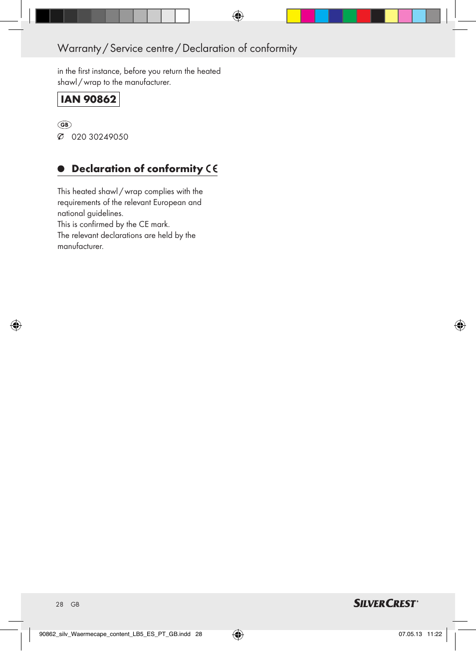 Declaration of conformity | Silvercrest SWC 100 A1 User Manual | Page 28 / 37