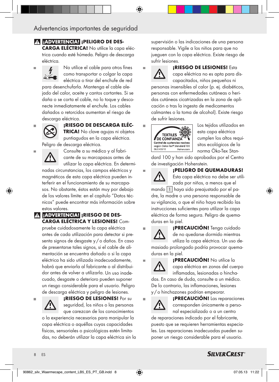 Advertencias importantes de seguridad | Silvercrest SWC 100 A1 User Manual | Page 8 / 37