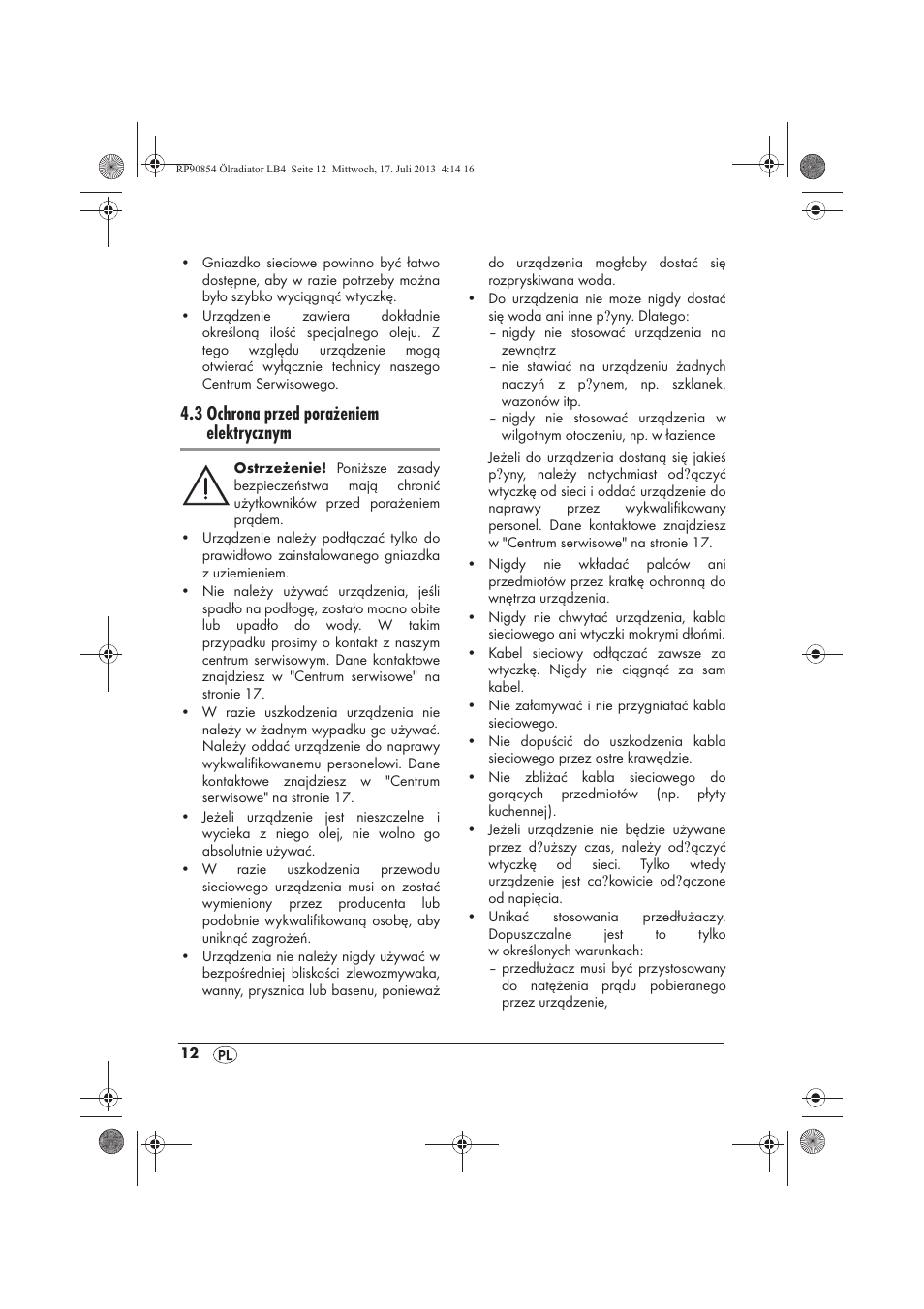 3 ochrona przed porażeniem elektrycznym | Silvercrest SOR 600 A1 User Manual | Page 14 / 62