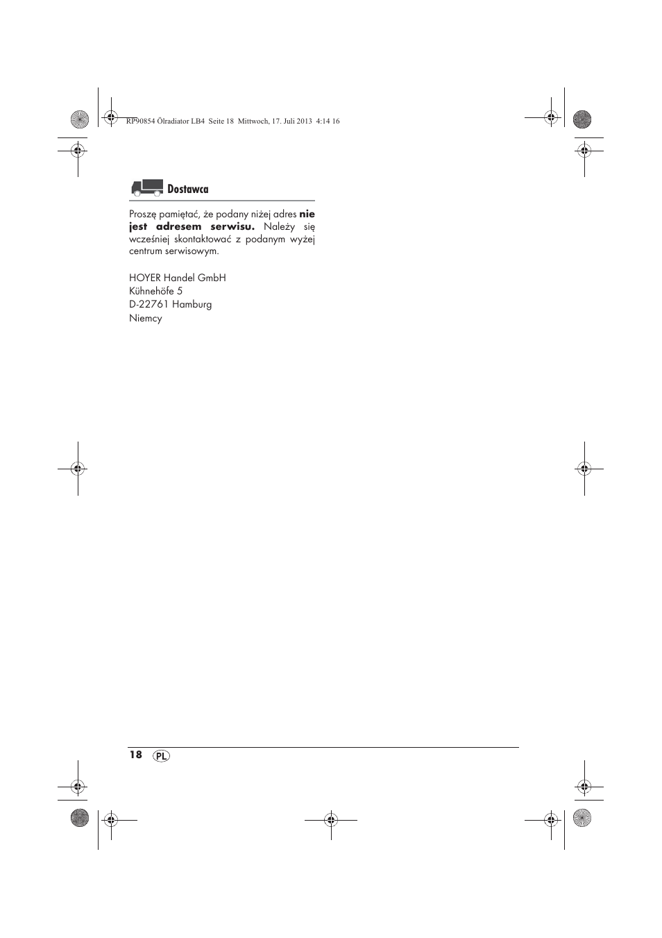 Dostawca | Silvercrest SOR 600 A1 User Manual | Page 20 / 62