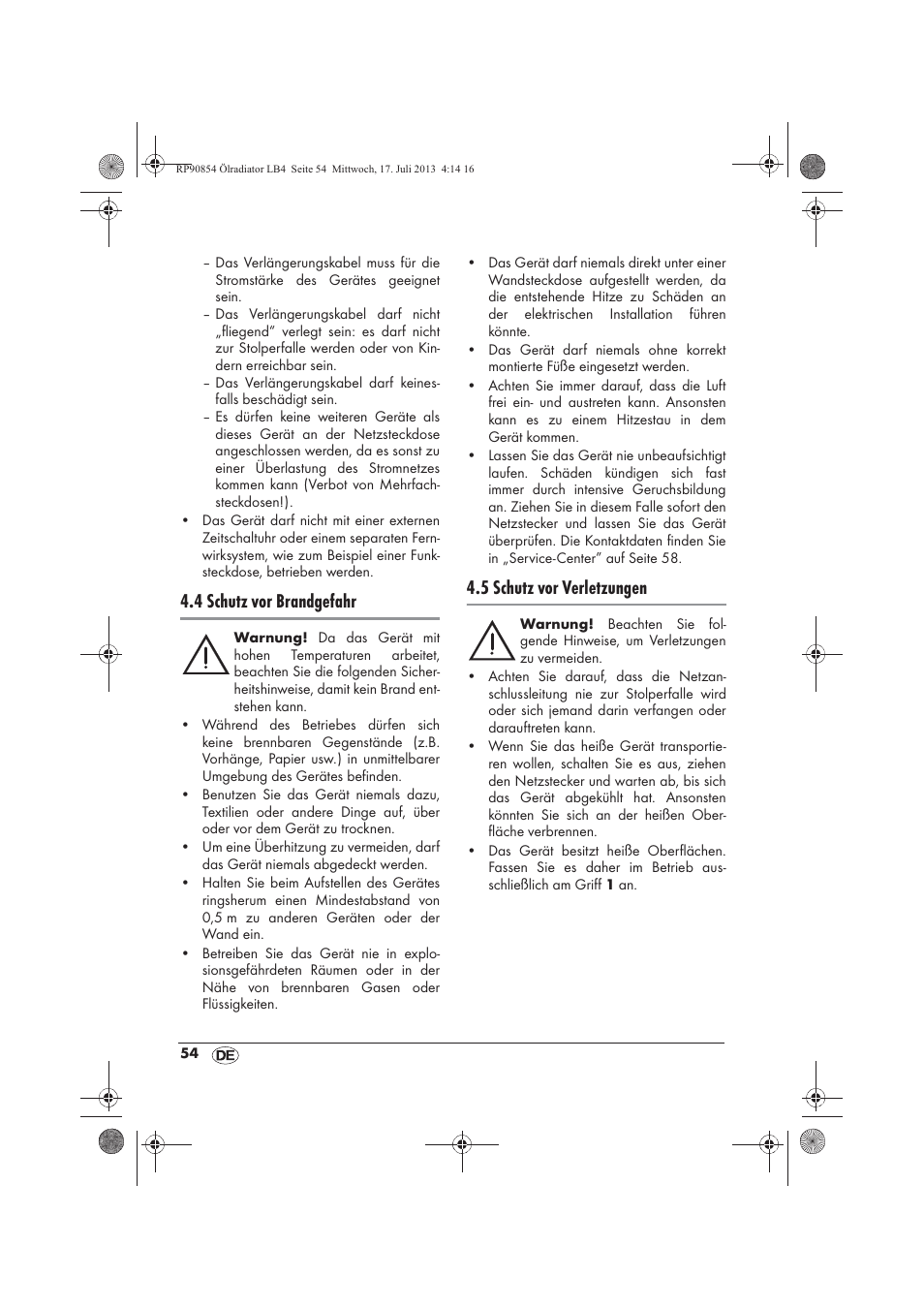 4 schutz vor brandgefahr, 5 schutz vor verletzungen | Silvercrest SOR 600 A1 User Manual | Page 56 / 62