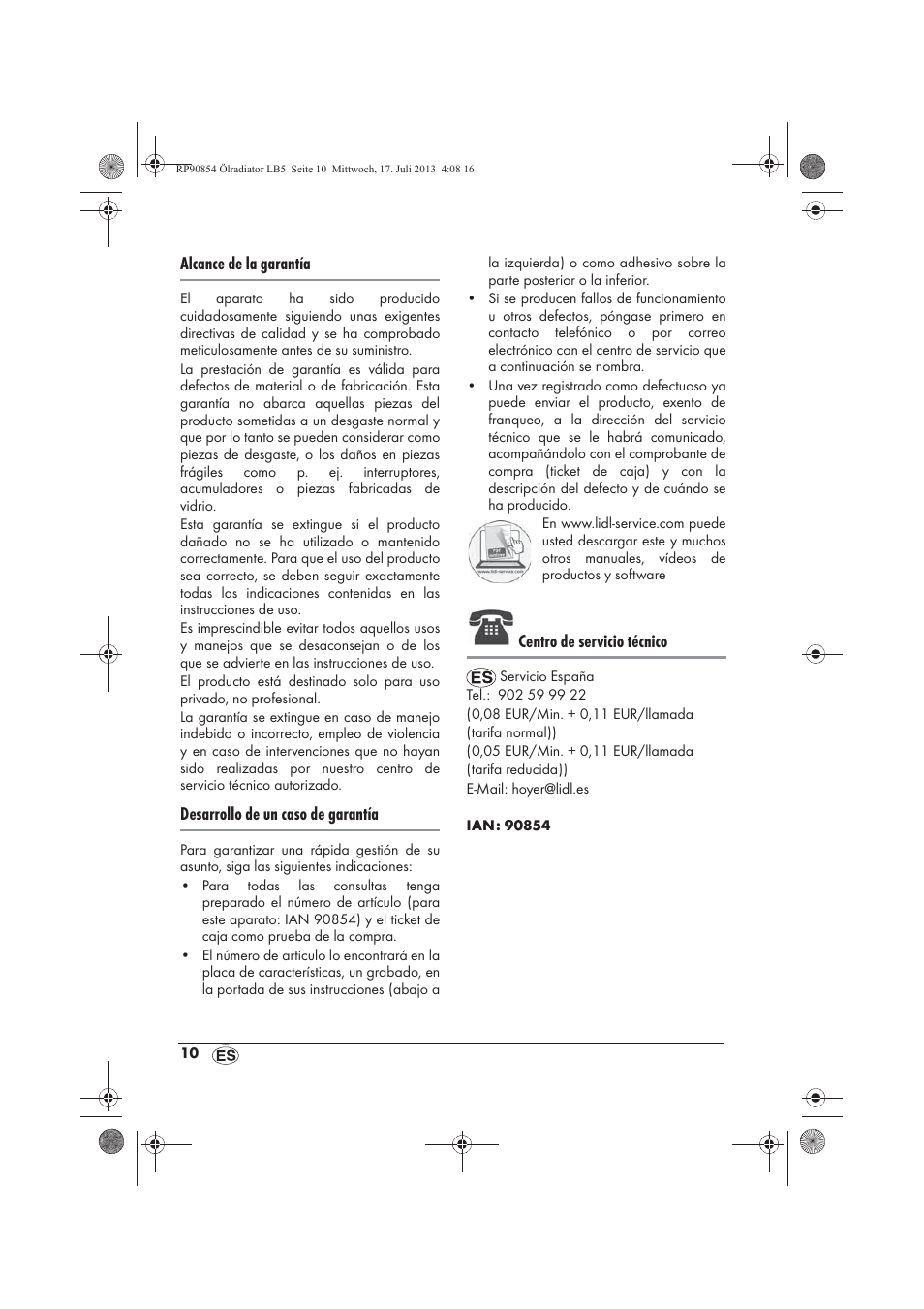 Alcance de la garantía, Desarrollo de un caso de garantía, Centro de servicio técnico | Silvercrest SOR 600 A1 User Manual | Page 12 / 50