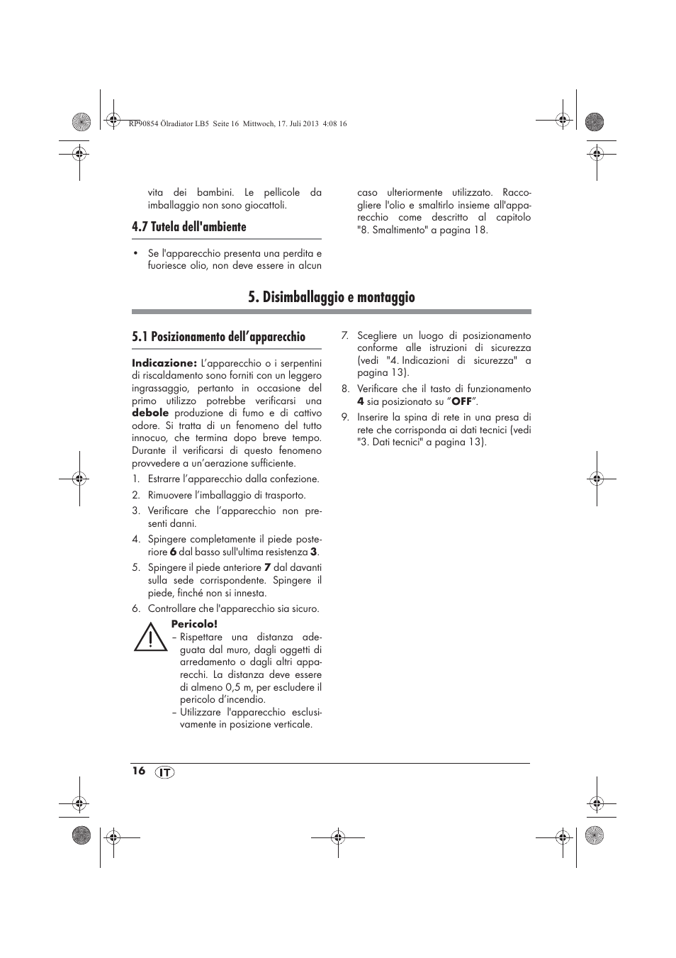 Disimballaggio e montaggio, 7 tutela dell'ambiente, 1 posizionamento dell’apparecchio | Silvercrest SOR 600 A1 User Manual | Page 18 / 50