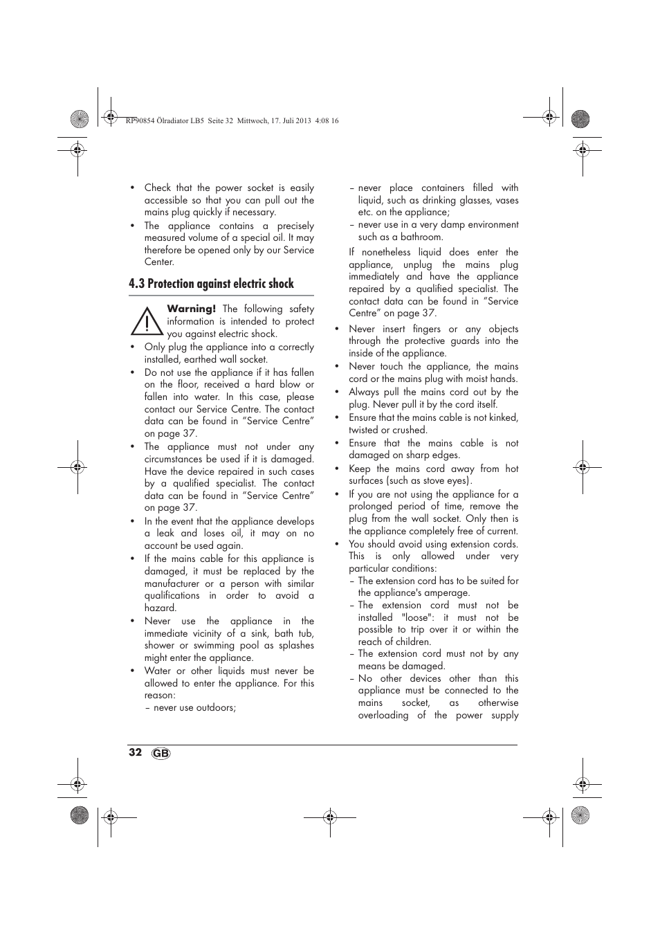 3 protection against electric shock | Silvercrest SOR 600 A1 User Manual | Page 34 / 50