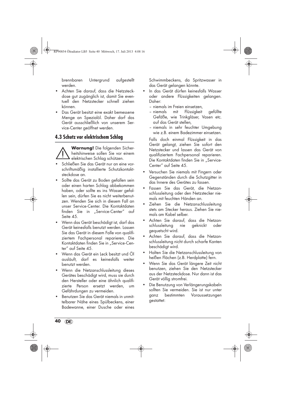 3 schutz vor elektrischem schlag | Silvercrest SOR 600 A1 User Manual | Page 42 / 50