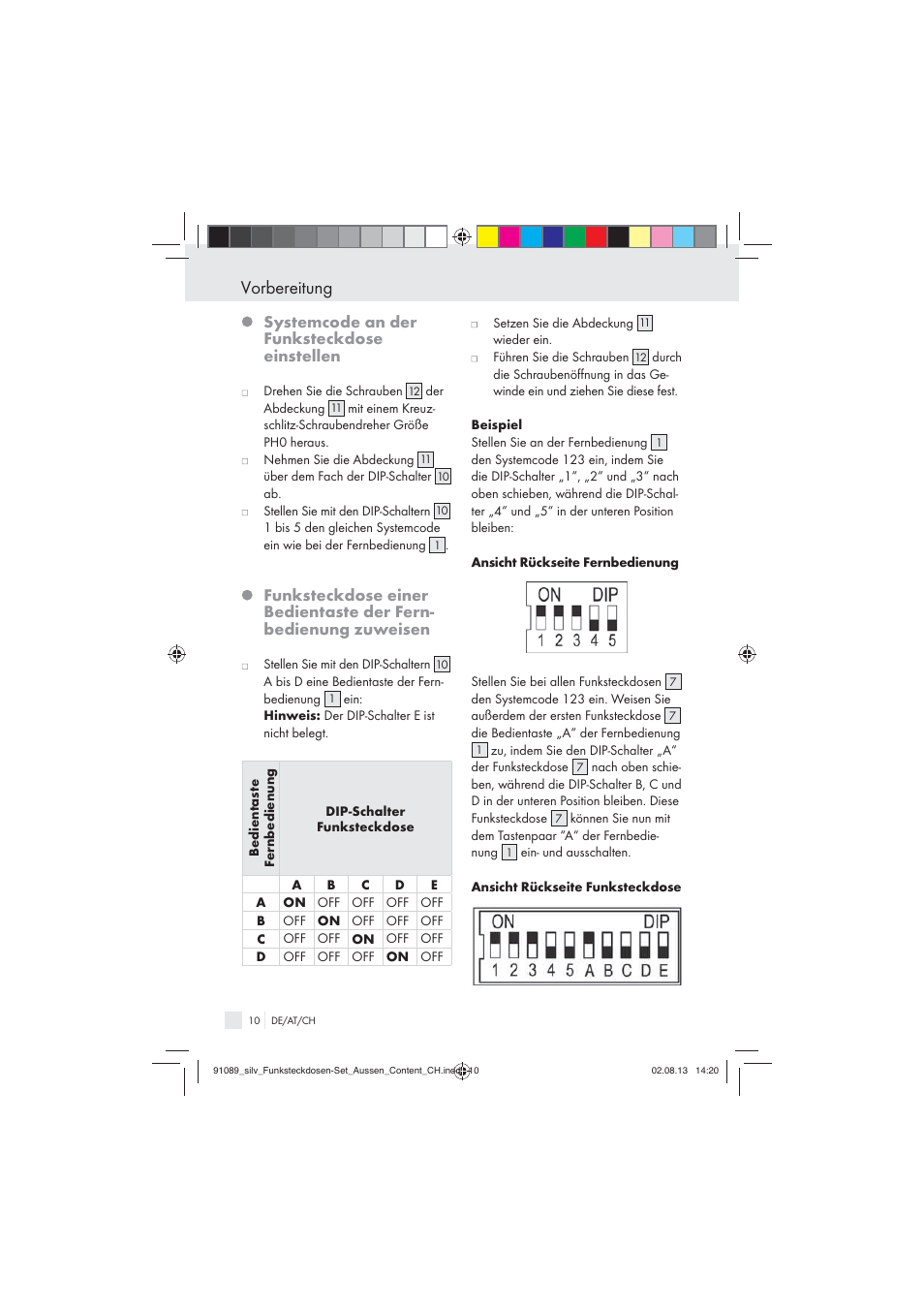 Vorbereitung, Systemcode an der funksteckdose einstellen | Silvercrest WIRELESS SOCKET SET User Manual | Page 10 / 45