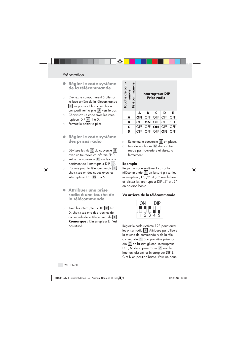 Préparation, Régler le code système de la télécommande, Régler le code système des prises radio | Silvercrest WIRELESS SOCKET SET User Manual | Page 20 / 45