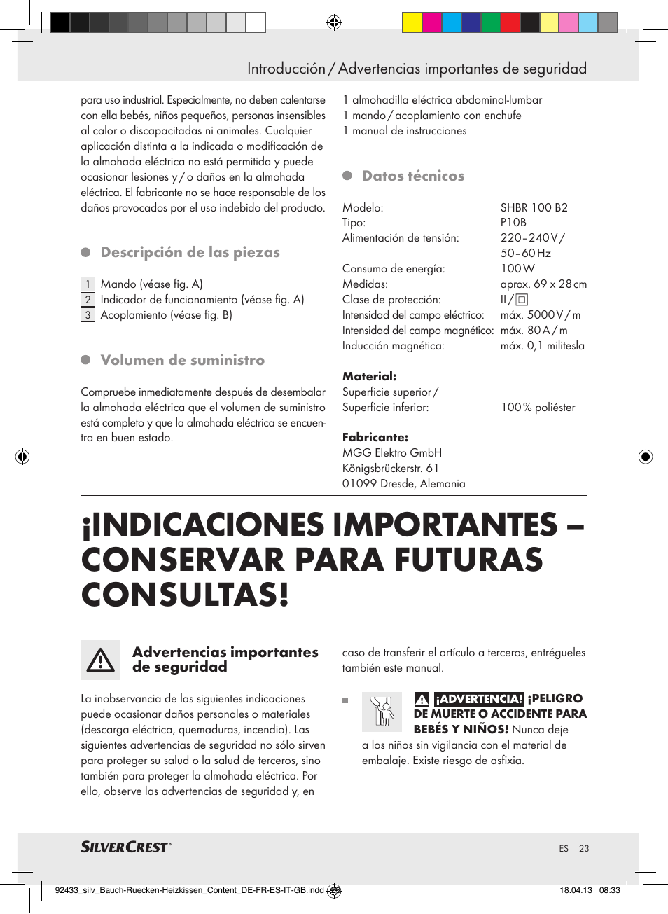 Silvercrest SHBR 100 B2 User Manual | Page 23 / 45