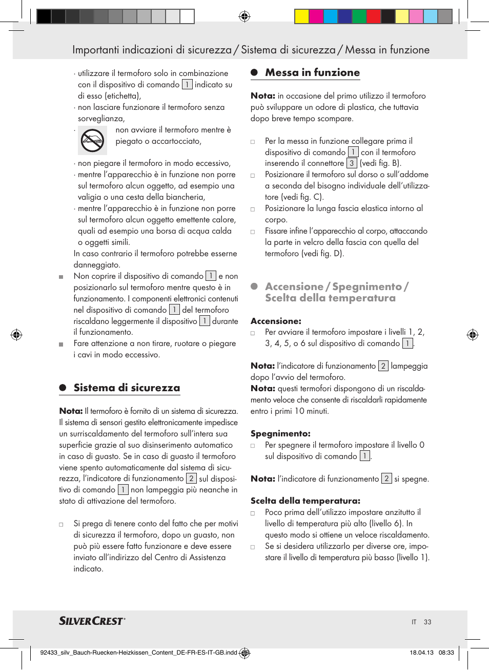 Sistema di sicurezza, Messa in funzione | Silvercrest SHBR 100 B2 User Manual | Page 33 / 45