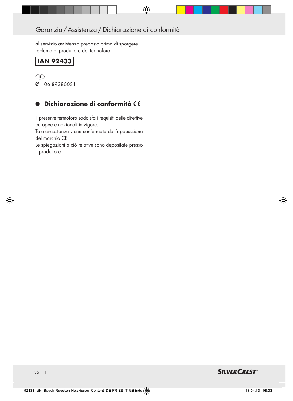 Dichiarazione di conformità | Silvercrest SHBR 100 B2 User Manual | Page 36 / 45