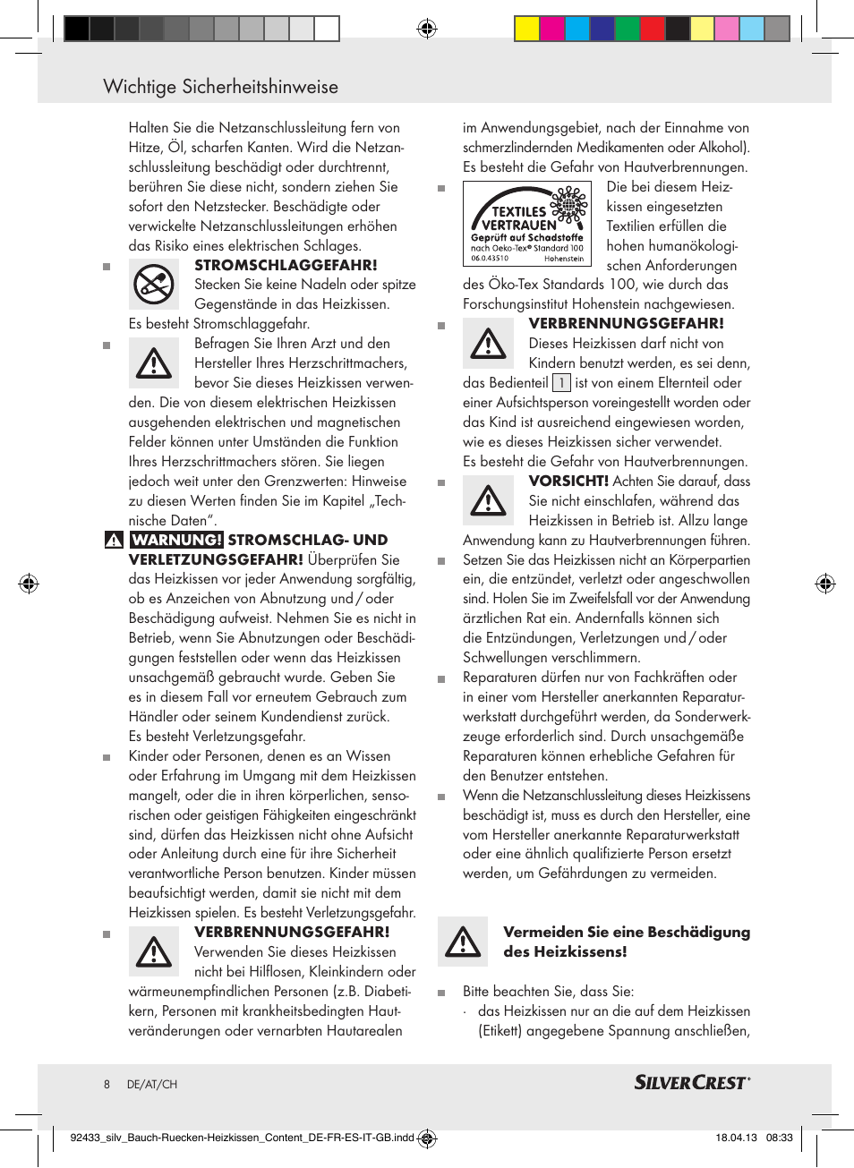 Wichtige sicherheitshinweise | Silvercrest SHBR 100 B2 User Manual | Page 8 / 45