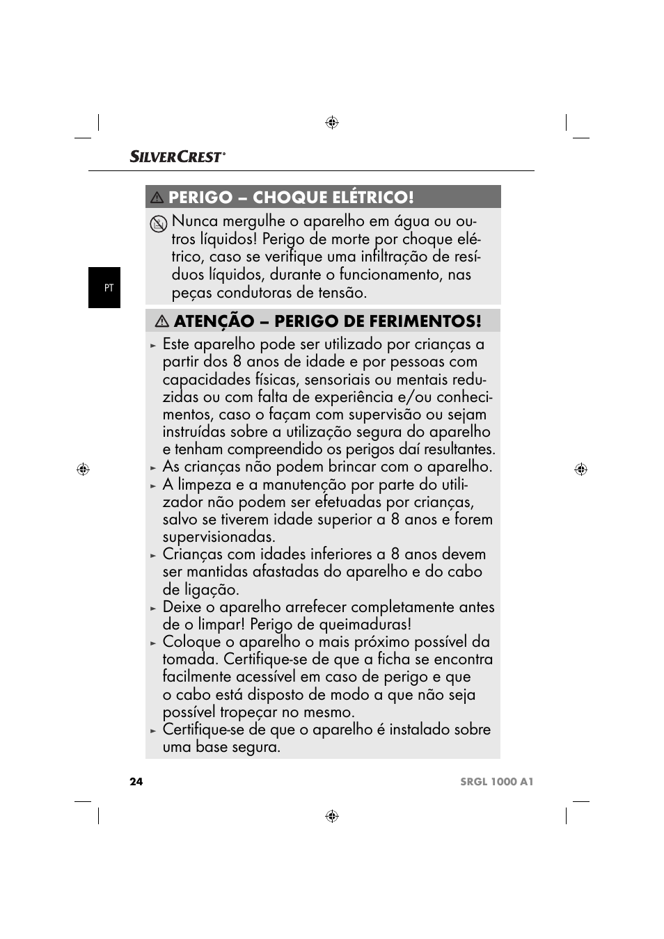 As crianças não podem brincar com o aparelho | Silvercrest SRGL 1000 A1 User Manual | Page 27 / 53