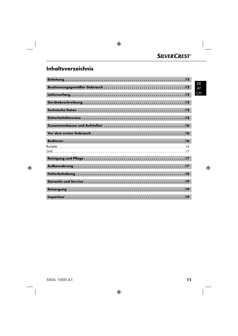 Silvercrest SRGL 1000 A1 User Manual | Page 14 / 33