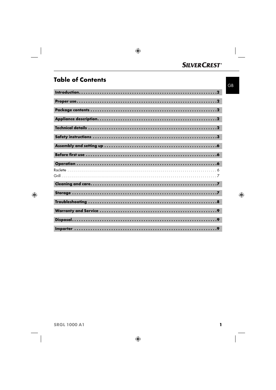 Silvercrest SRGL 1000 A1 User Manual | Page 4 / 43