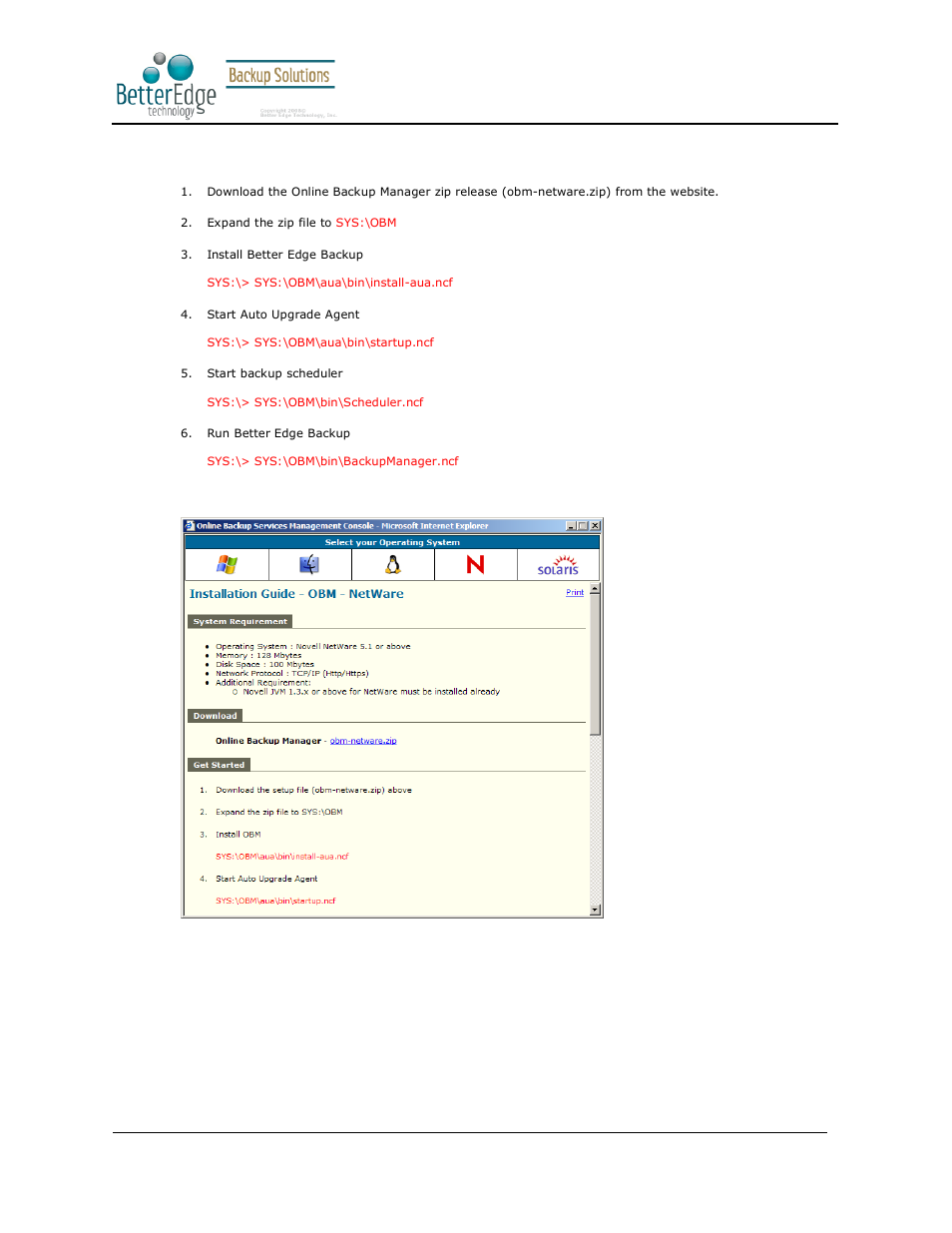 4 installing better edge backup for netware, Better edge backup v5.2 | Deonet Backup Solutions 5.2.7.0 User Manual | Page 10 / 121