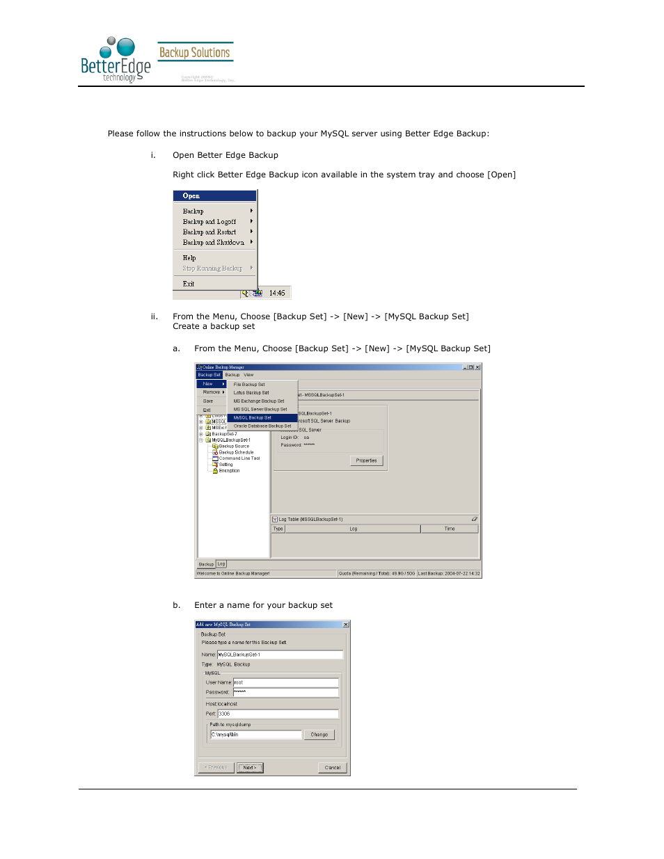 3 how to backup mysql server on windows, Better edge backup v5.2 | Deonet Backup Solutions 5.2.7.0 User Manual | Page 104 / 121