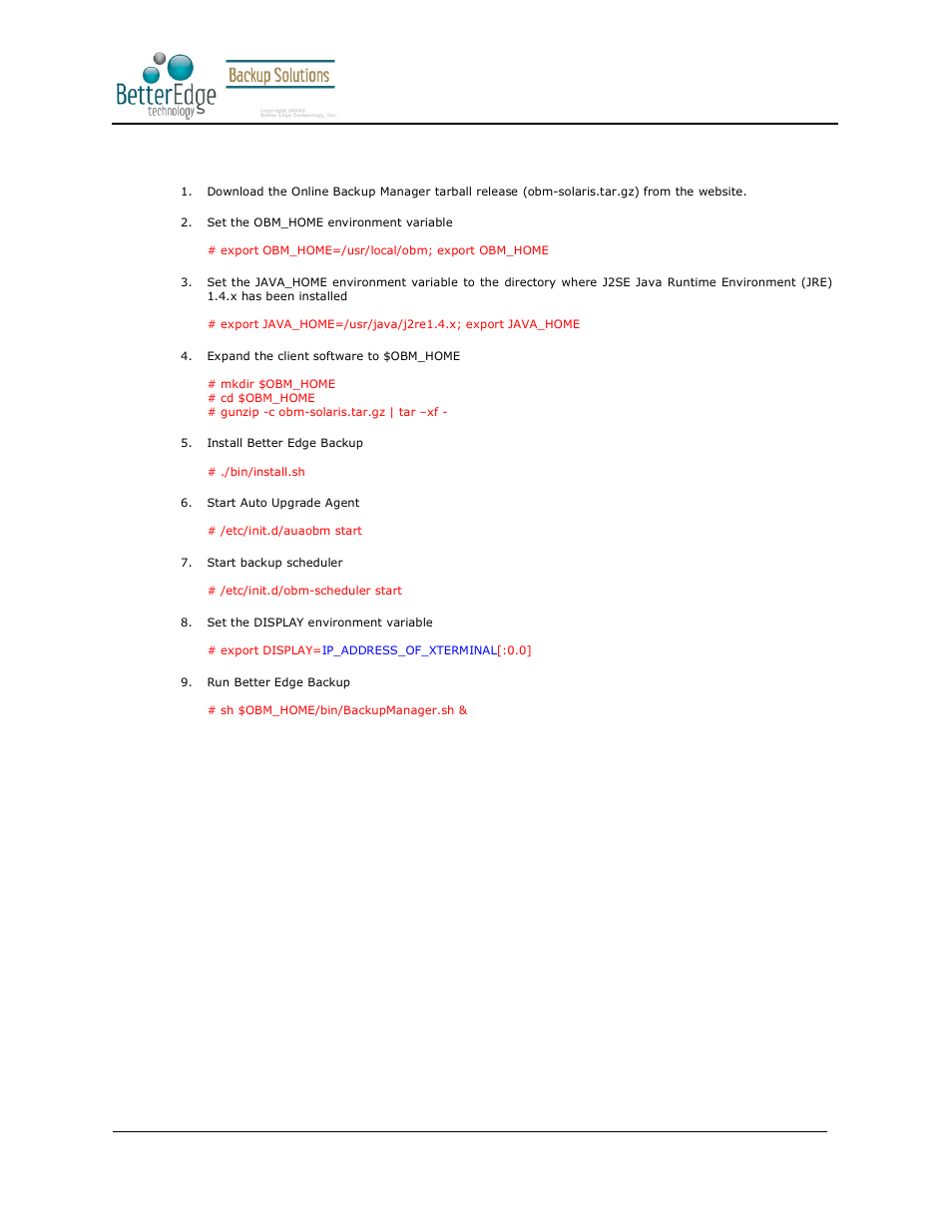 5 installing better edge backup for sun solaris, Better edge backup v5.2 | Deonet Backup Solutions 5.2.7.0 User Manual | Page 11 / 121