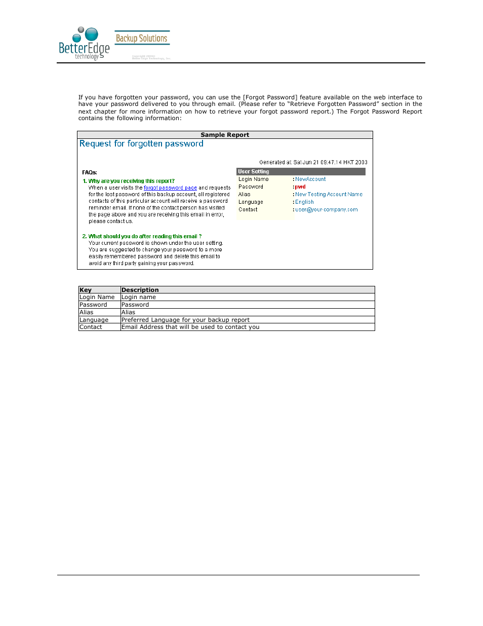 2 forgot password report, Better edge backup v5.2 | Deonet Backup Solutions 5.2.7.0 User Manual | Page 110 / 121