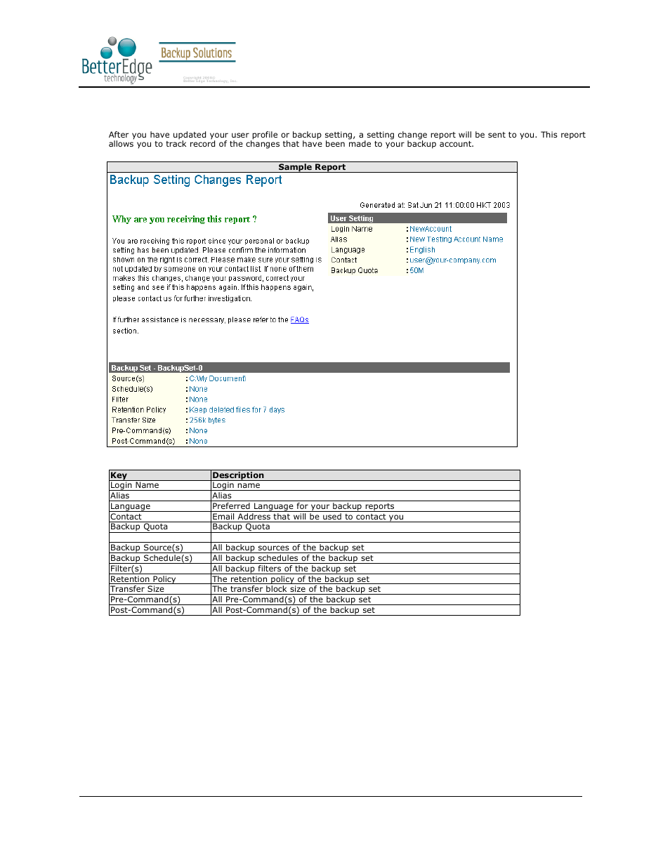 4 setting change report, Better edge backup v5.2 | Deonet Backup Solutions 5.2.7.0 User Manual | Page 113 / 121
