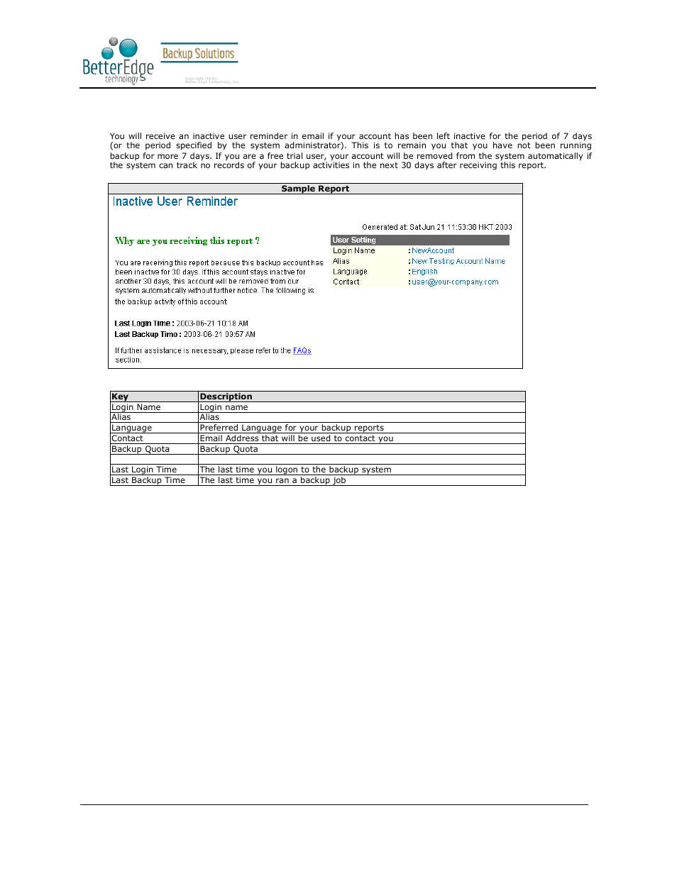 5 inactive user reminder, Better edge backup v5.2 | Deonet Backup Solutions 5.2.7.0 User Manual | Page 114 / 121