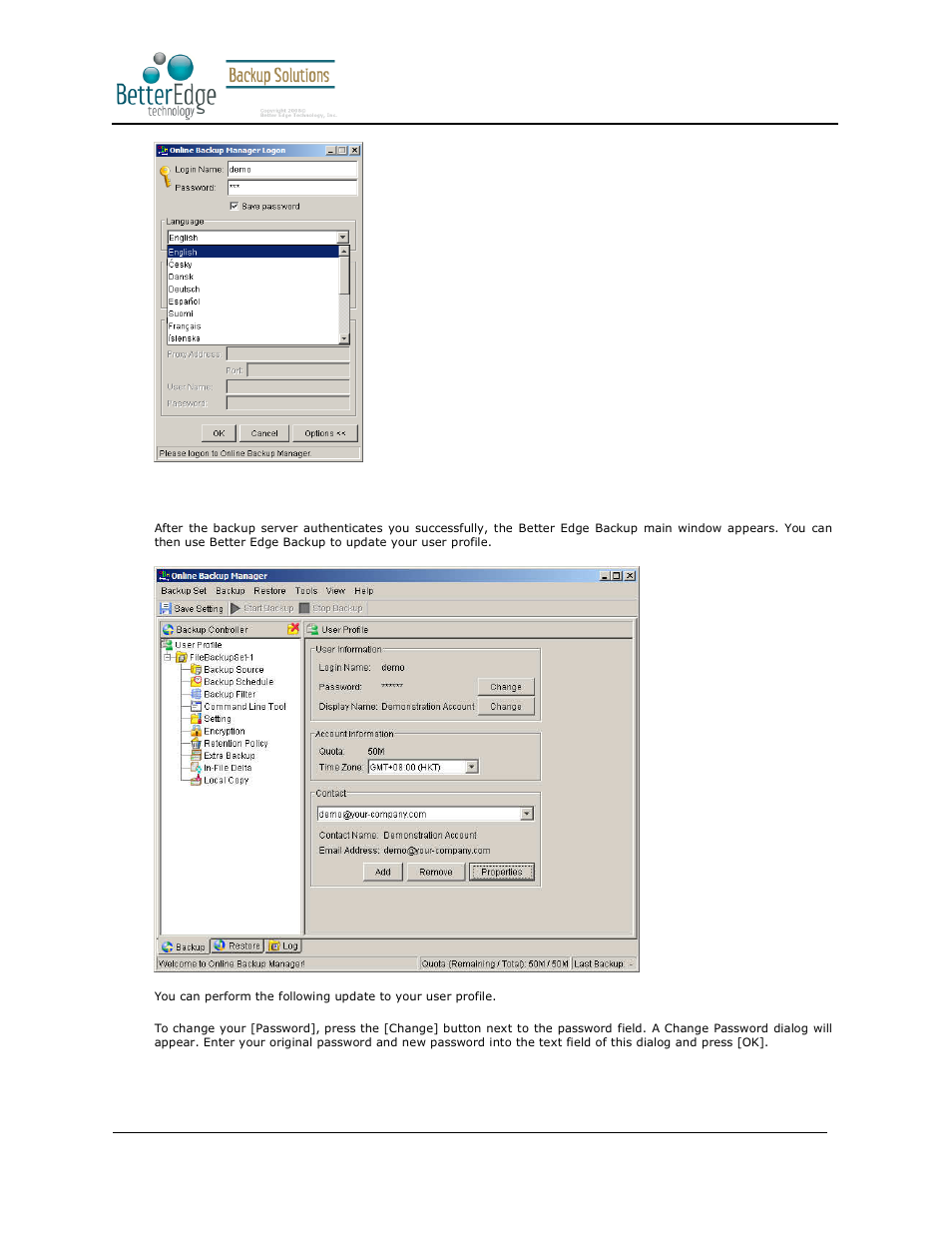 4 user profile, Better edge backup v5.2 | Deonet Backup Solutions 5.2.7.0 User Manual | Page 17 / 121