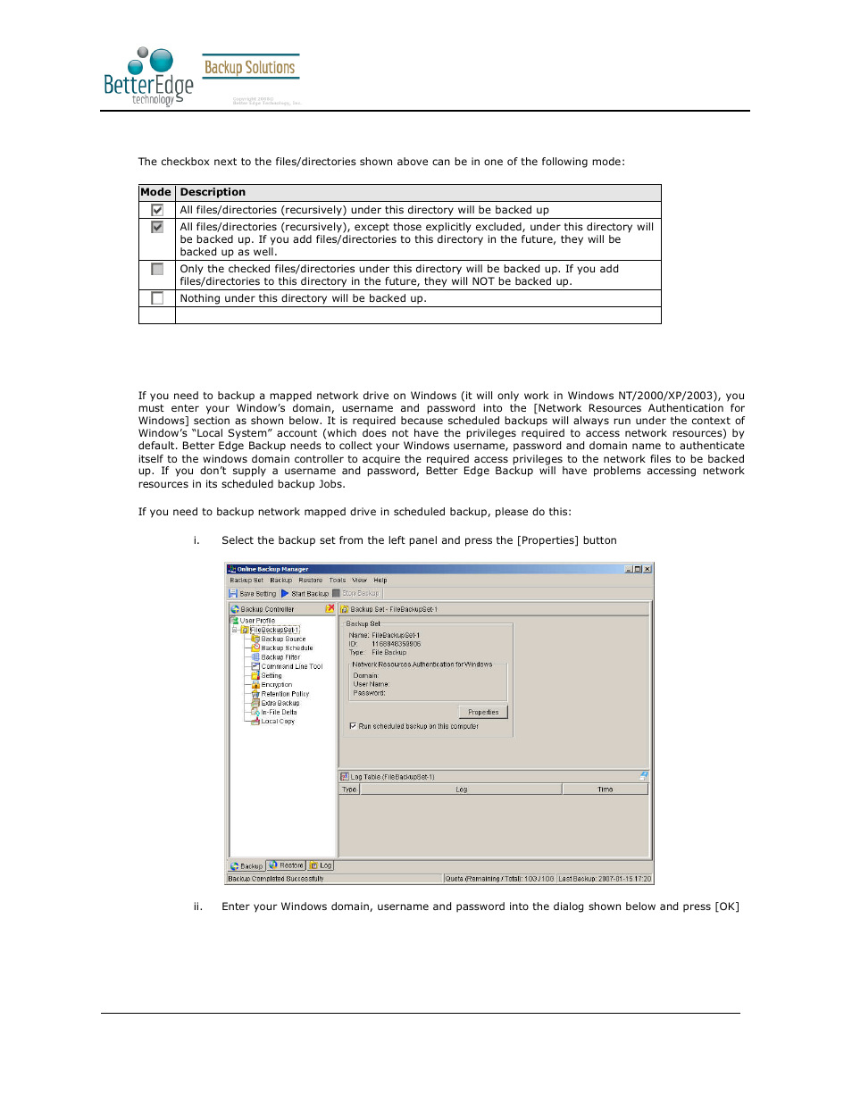 3 mapped network drive, Better edge backup v5.2 | Deonet Backup Solutions 5.2.7.0 User Manual | Page 22 / 121