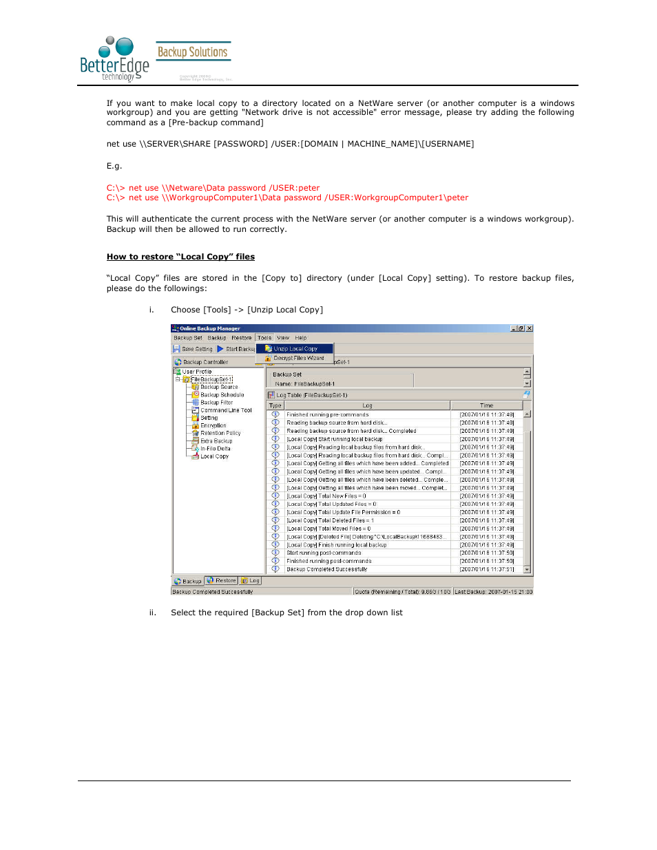 Better edge backup v5.2 | Deonet Backup Solutions 5.2.7.0 User Manual | Page 35 / 121