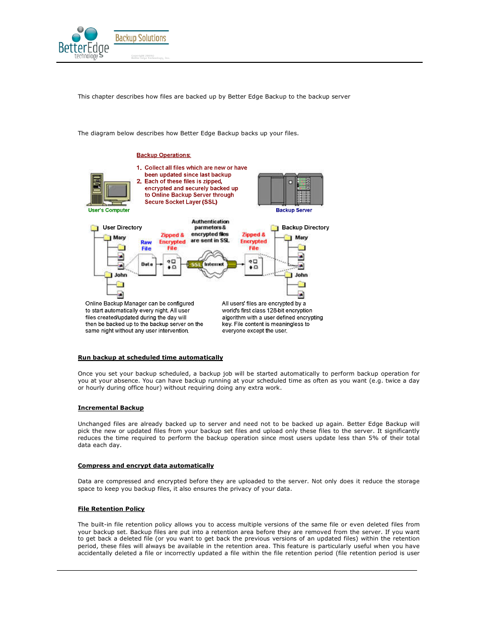 6backing up files, 1 how files are backed up, Better edge backup v5.2 | Deonet Backup Solutions 5.2.7.0 User Manual | Page 38 / 121