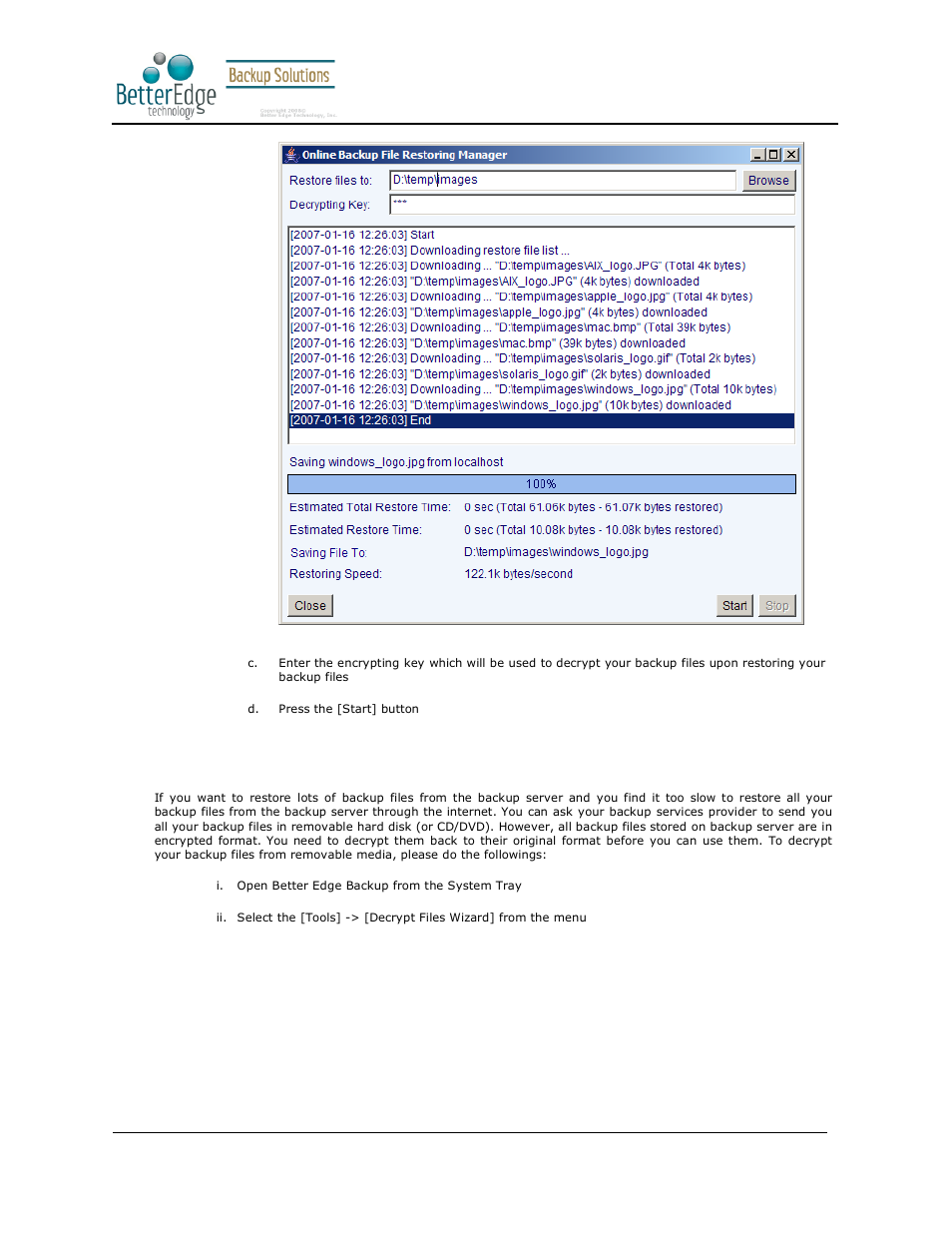2 restore backup files from removable hard disk, Better edge backup v5.2 | Deonet Backup Solutions 5.2.7.0 User Manual | Page 49 / 121