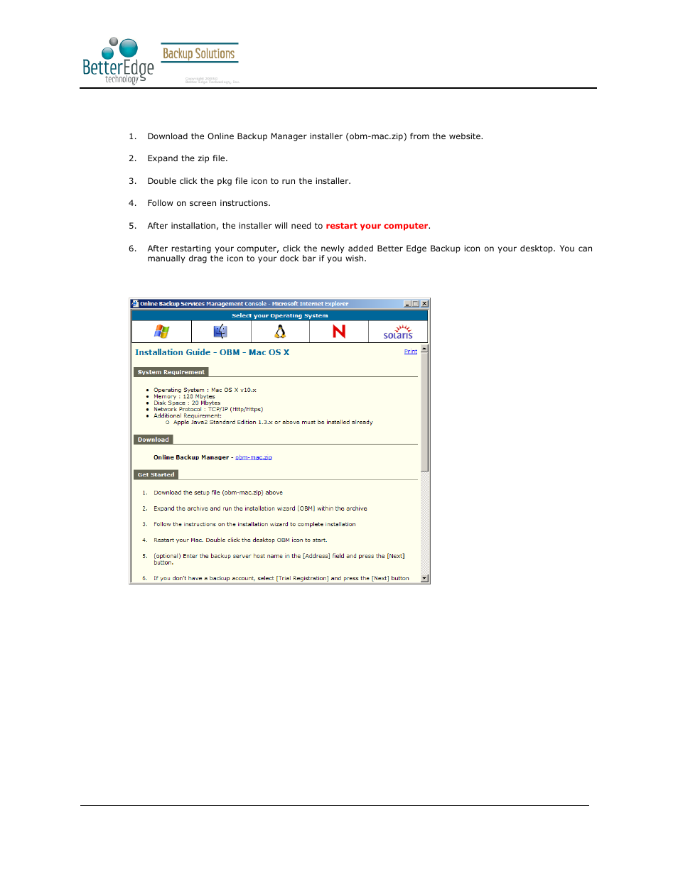 2 installing better edge backup for mac os x, Better edge backup v5.2 | Deonet Backup Solutions 5.2.7.0 User Manual | Page 8 / 121