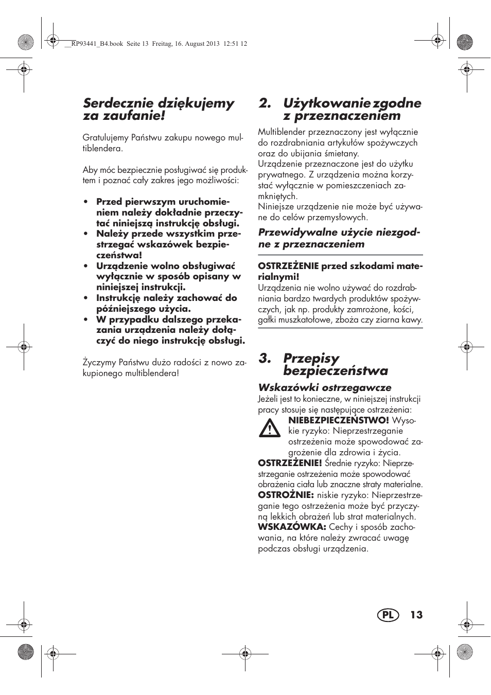 Serdecznie dzikujemy za zaufanie, U ytkowanie zgodne z przeznaczeniem, Przepisy bezpiecze stwa | Silvercrest SMZS 260 E3 User Manual | Page 15 / 78