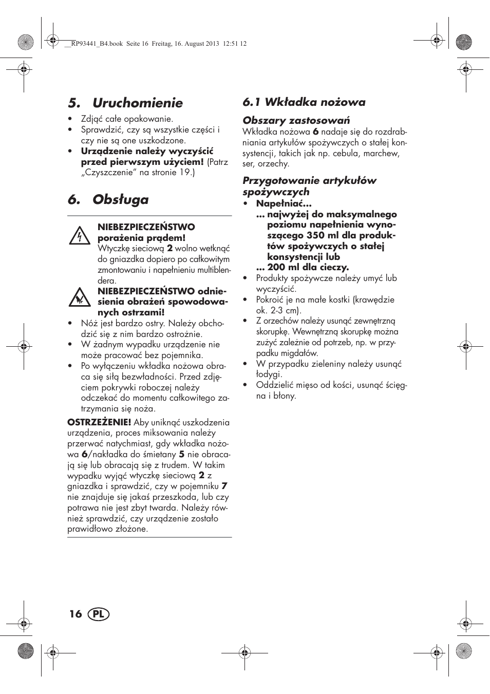 Uruchomienie, Obs uga | Silvercrest SMZS 260 E3 User Manual | Page 18 / 78