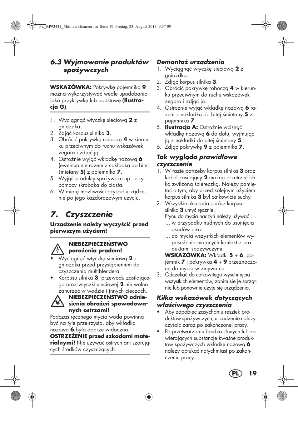 Czyszczenie | Silvercrest SMZS 260 E3 User Manual | Page 21 / 78