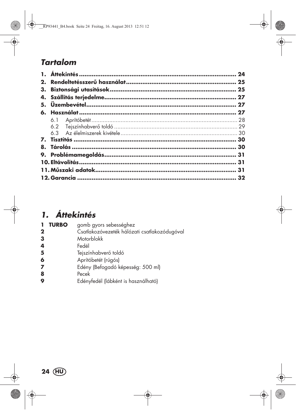 Tartalom, Áttekintés | Silvercrest SMZS 260 E3 User Manual | Page 26 / 78