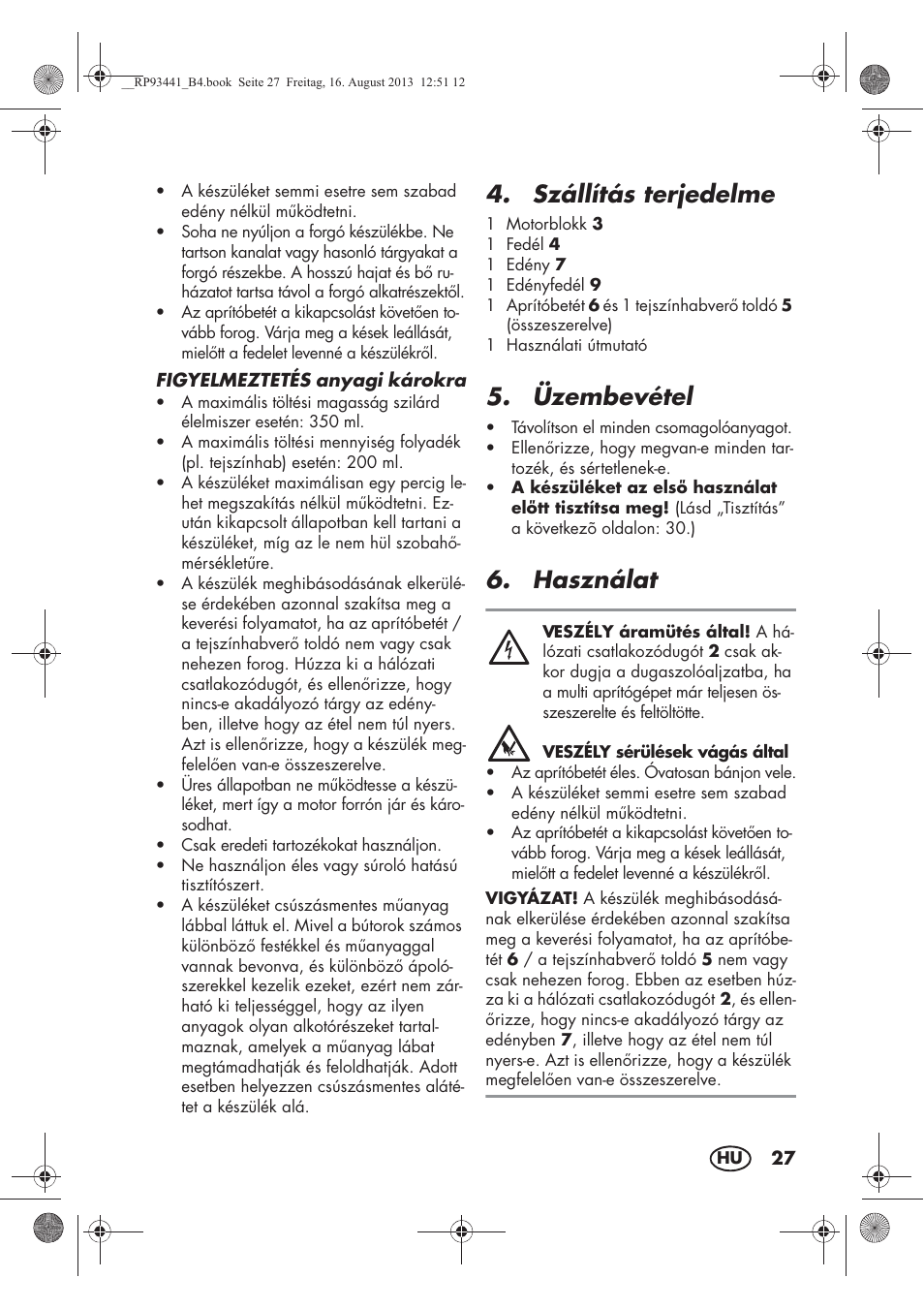 Szállítás terjedelme, Üzembevétel, Használat | Silvercrest SMZS 260 E3 User Manual | Page 29 / 78