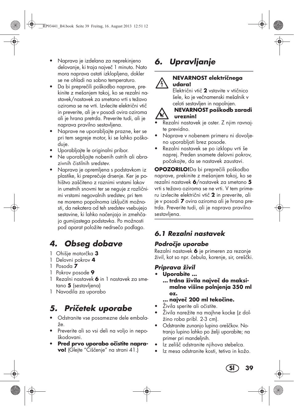 Obseg dobave, Prietek uporabe, Upravljanje | Silvercrest SMZS 260 E3 User Manual | Page 41 / 78