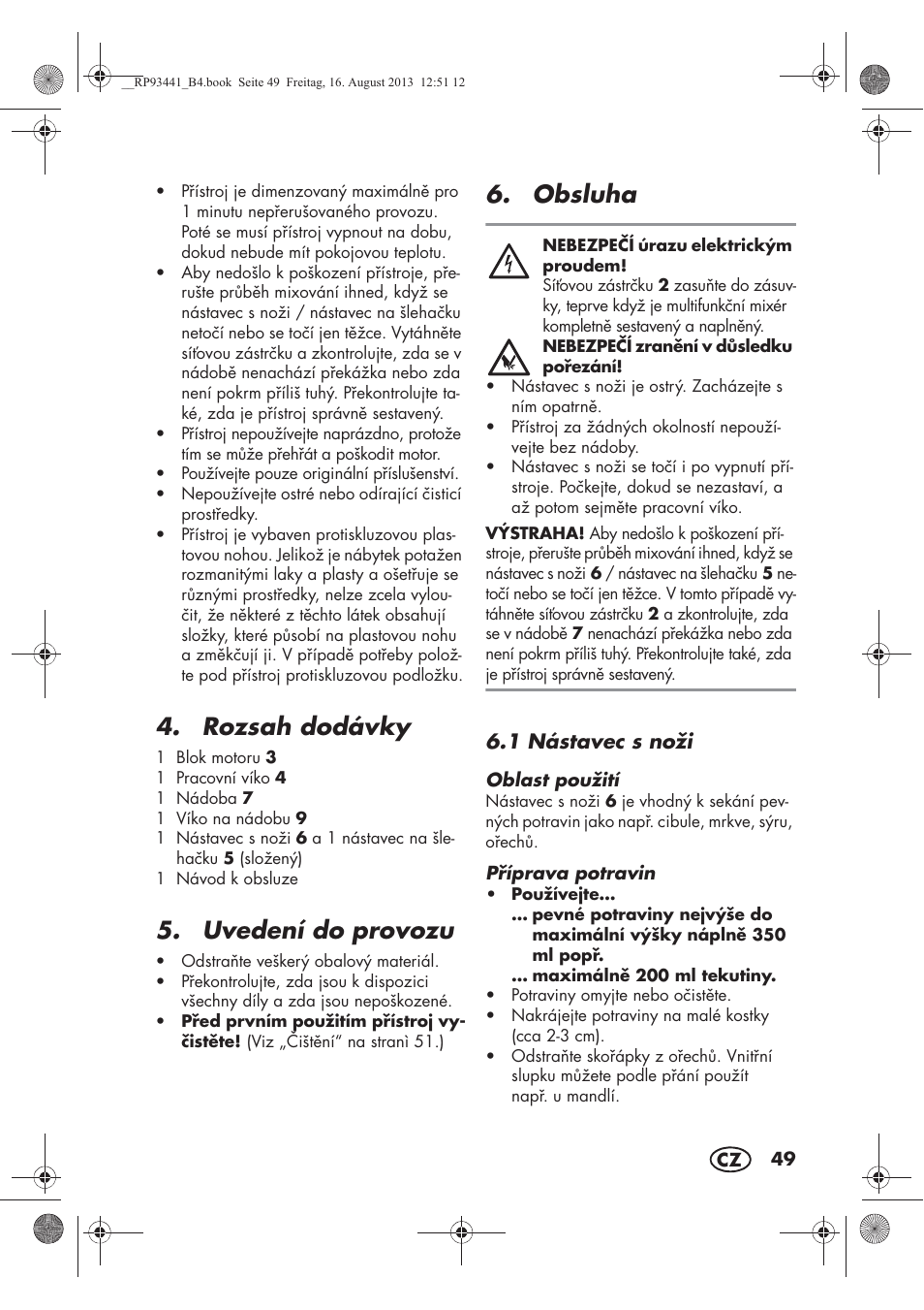 Rozsah dodávky, Uvedení do provozu, Obsluha | Silvercrest SMZS 260 E3 User Manual | Page 51 / 78