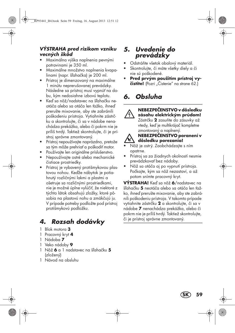 Rozsah dodávky, Uvedenie do prevádzky, Obsluha | Silvercrest SMZS 260 E3 User Manual | Page 61 / 78