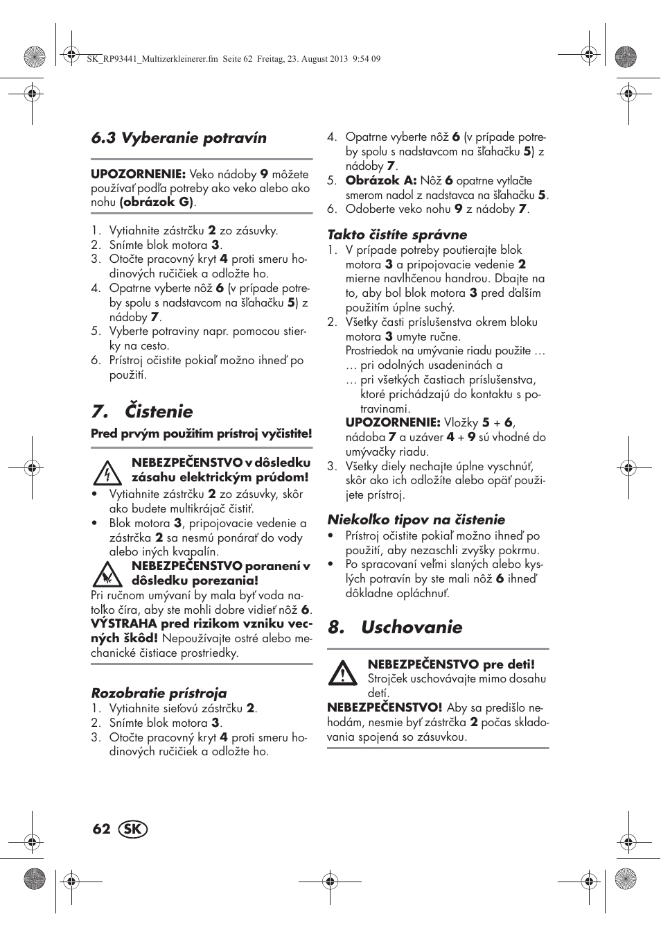istenie, Uschovanie | Silvercrest SMZS 260 E3 User Manual | Page 64 / 78