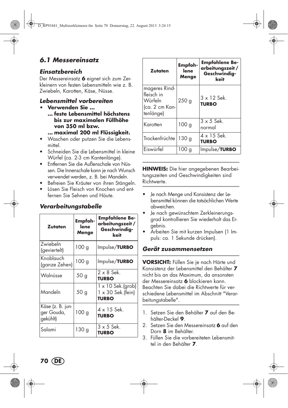 1 messereinsatz | Silvercrest SMZS 260 E3 User Manual | Page 72 / 78