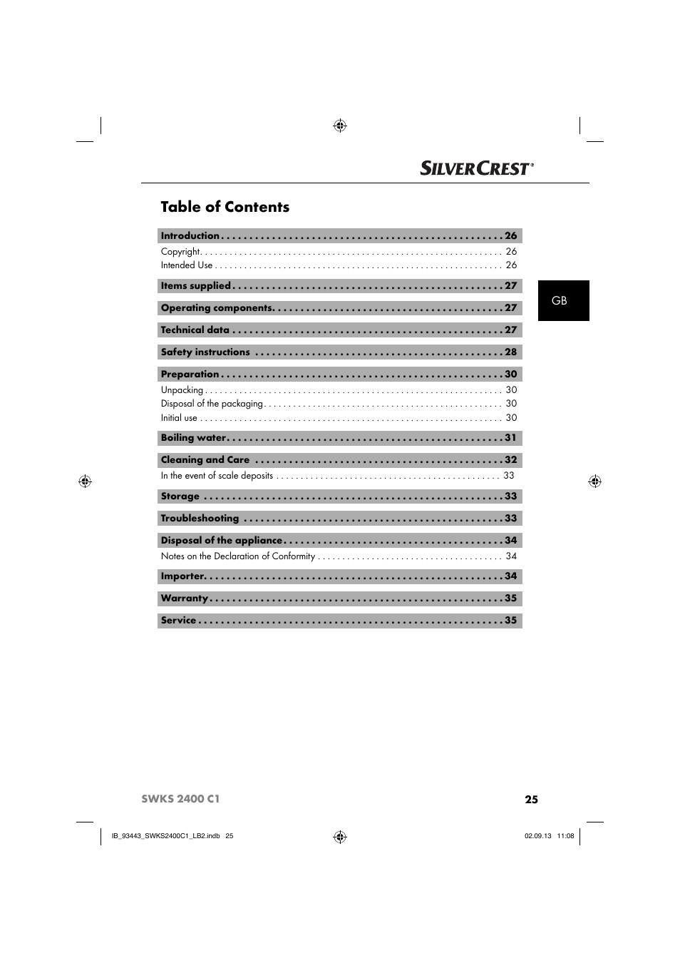 Silvercrest SWKS 2400 C1 User Manual | Page 28 / 39