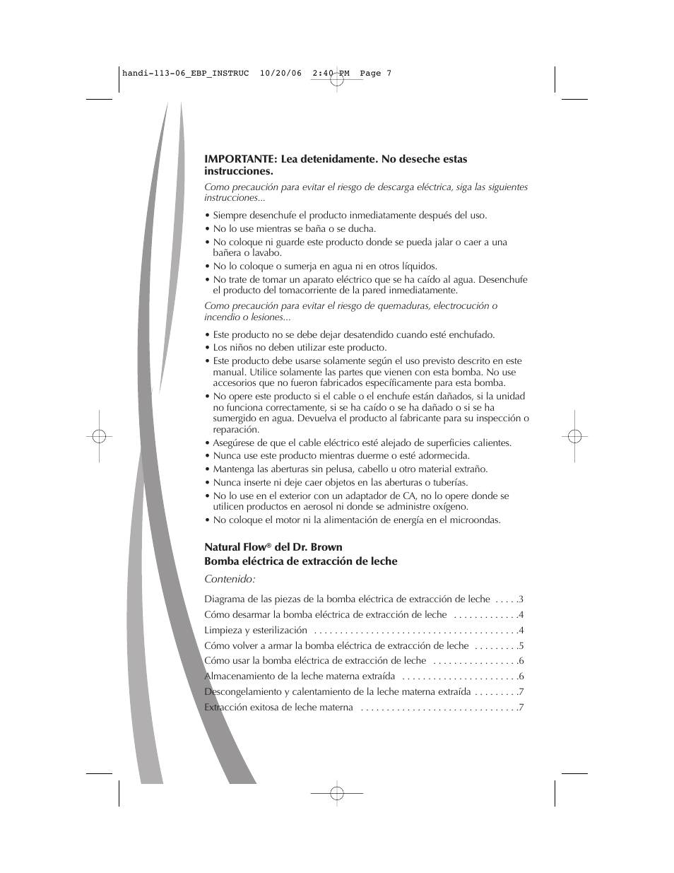 Dr. Brown's Electric Breast Pump User Manual | Page 7 / 12