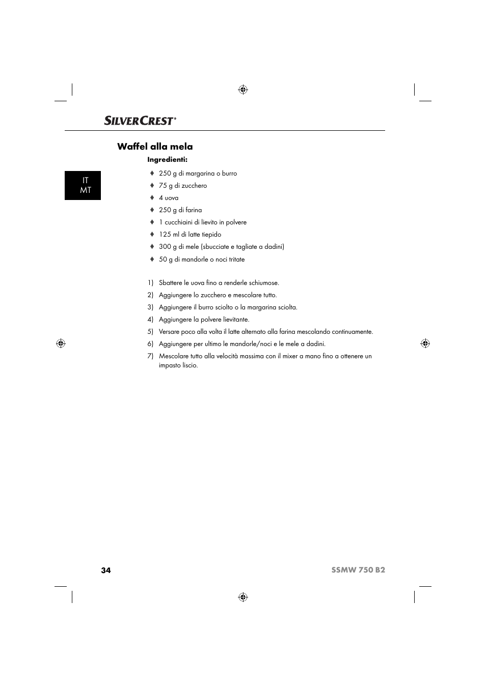 Waﬀ el alla mela, It mt | Silvercrest SSMW 750 B2 User Manual | Page 37 / 94